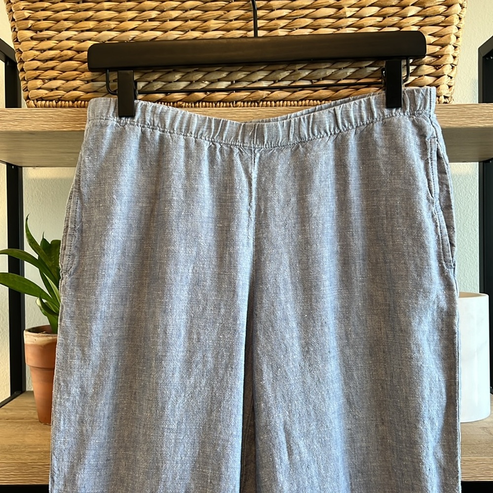 J. Jill Linen Pocket Mid-Rise Wide Leg Capri Pants, XS Petite - Picture 2 of 8